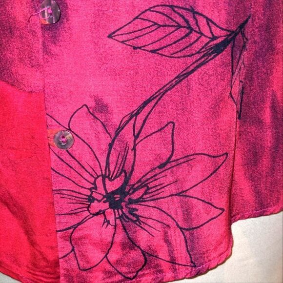 $5 Item! St. Michael Marks & Spencer Size 16 Red Watercolour Floral Blouse - Picture 5 of 10